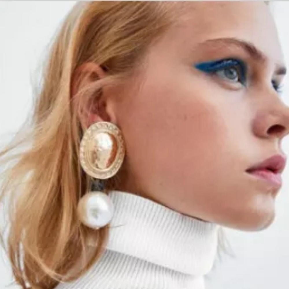 Elegant Big Simulated Pearl Alloy Earrings…